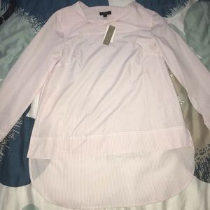 J Crew Tall Funnelneck striped shirt